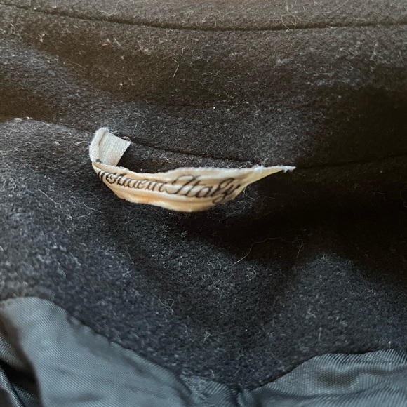 Vintage belted black cashmere and angora Armonia double-breasted peacoat - Picture 6 of 7